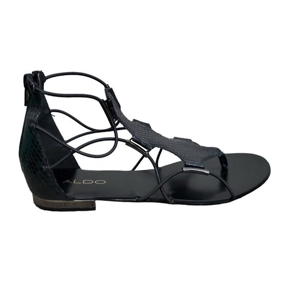 ❤️366 Aldo Zeanna Split Toe Casual Black Gladiator Sandal - Picture 2 of 14